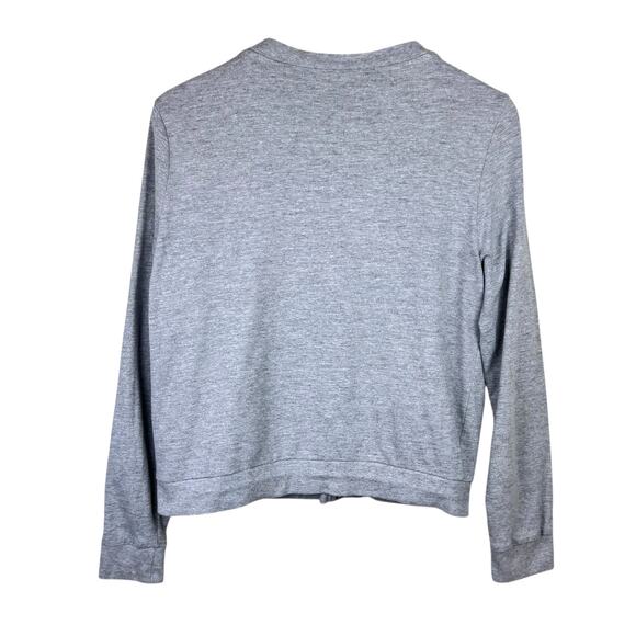 Lager 157 Gray Knit Collarless Full Zip Up Thin Simple Basic Bomber Jacket - Picture 10 of 12